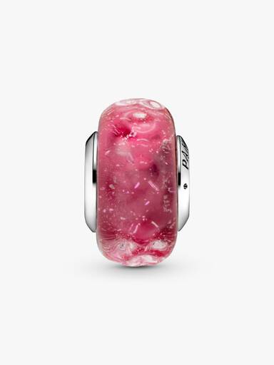 Bølget Fancy Rosa Muranoglass Charm