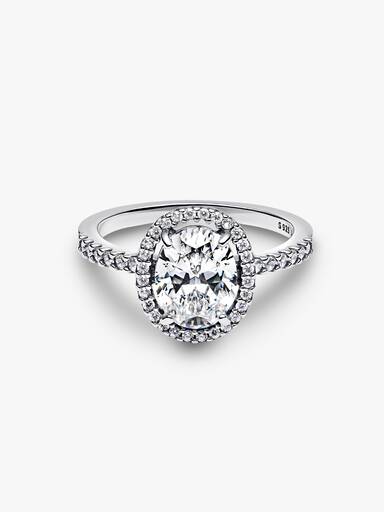 Oval Funklende Halo Statementring