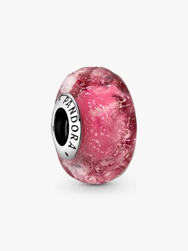 Bølget Fancy Rosa Muranoglass Charm