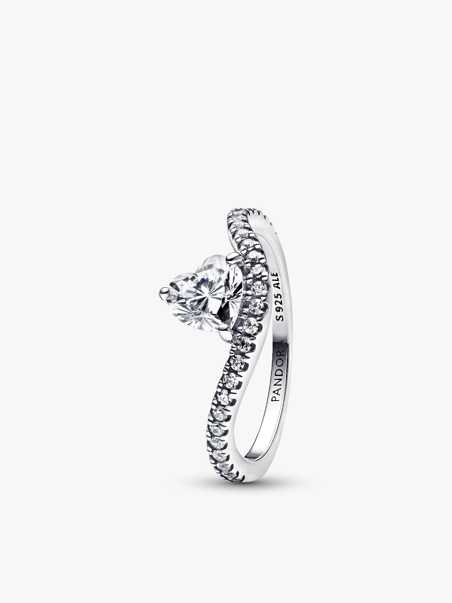 Bølget Pavé Hjerte Ring