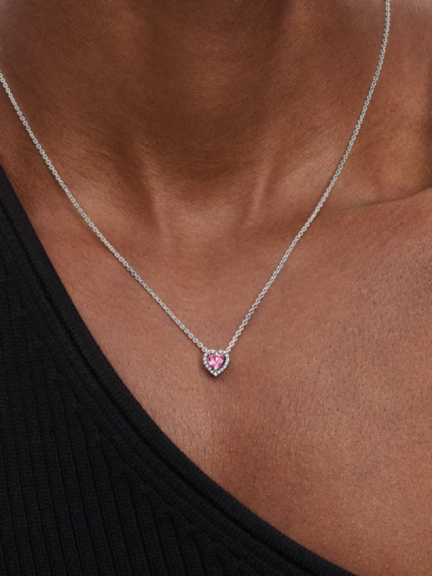 Pink Hevet Hjerte Halskjede