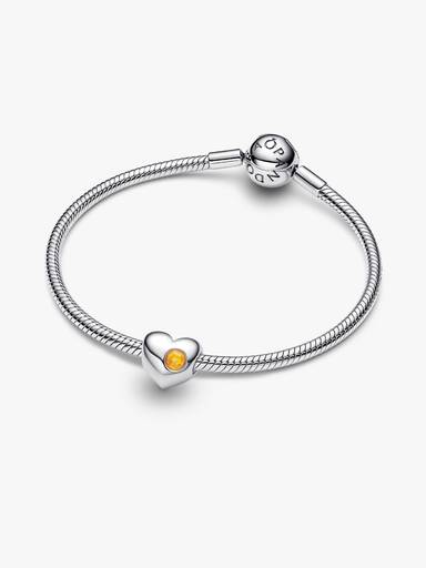 Hjerteformet Charm med Honninggul Stein