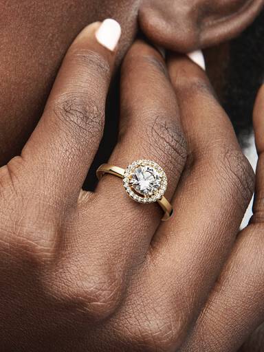 Funklende Rund Halo Ring