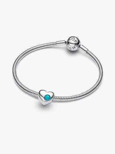 Hjerteformet Charm med Turkisblå Stein