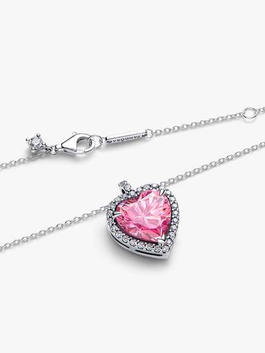 Pink Halo Hjerte Collier Halskjede
