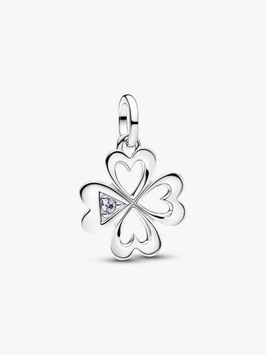 Hjerte Firkløver Medaljong Charm
