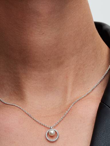 Behandlet Ferskvannskulturperle og Pavé Collier Halskjede
