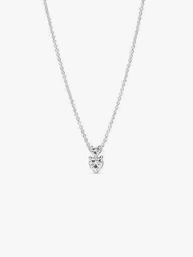 Dobbelt Hjerte Anheng Funklende Collier Halskjede