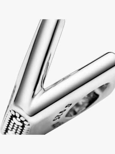 Letter V silver charm