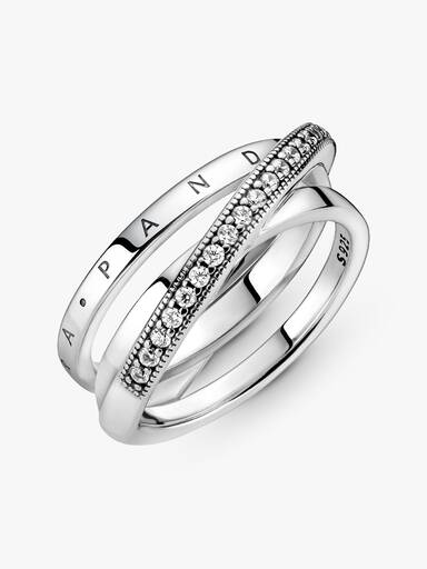 Crossover Pavé Trippel Bånd Ring