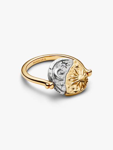 Sol og Måne Vendbar Medaljong Ring