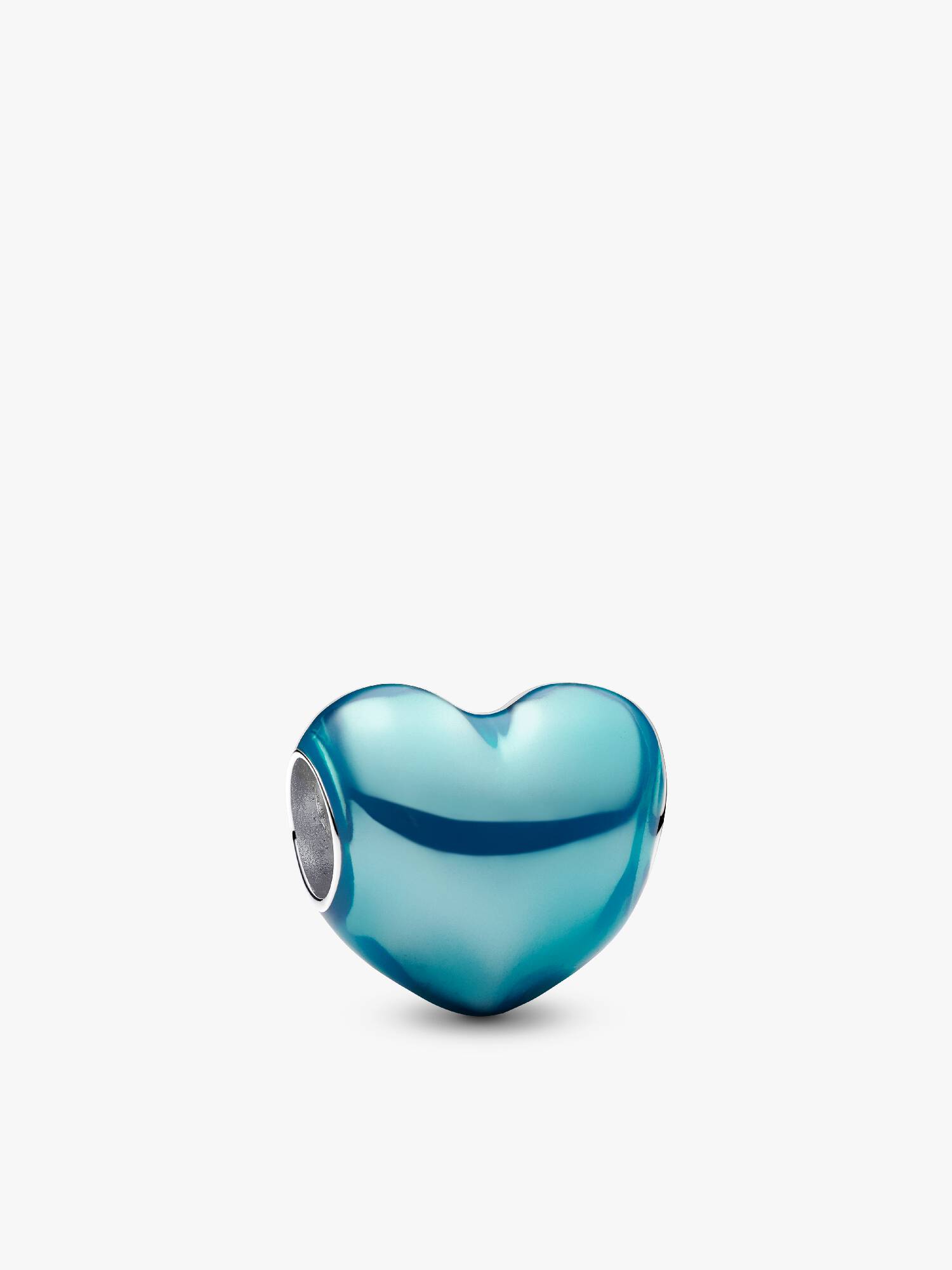 Metallisk Himmelblått Hjerte Charm