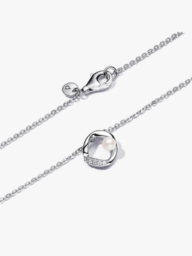 Organisk Formet Pavé Sirkel og Behandlet Ferskvannskulturperle Collier Halskjede