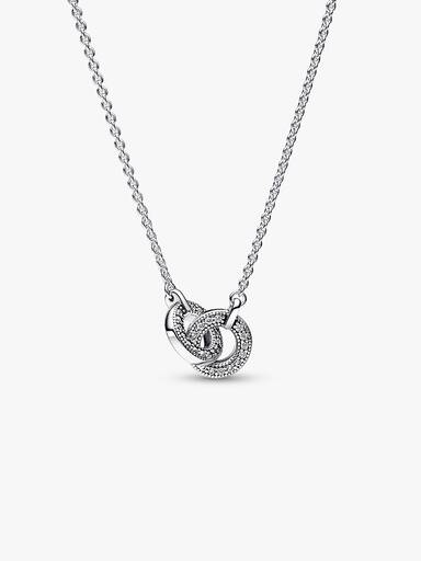 Pandora Signature Pavé Halskjede med Sammenkoblede Anheng