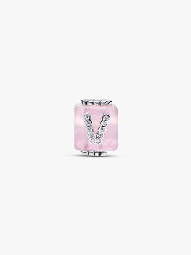 Rosa Muranoglass Kjærlighetskube Charm