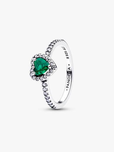 Hevet Dypgrønt Hjerte Ring