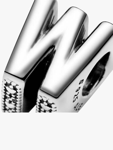 Letter W silver charm