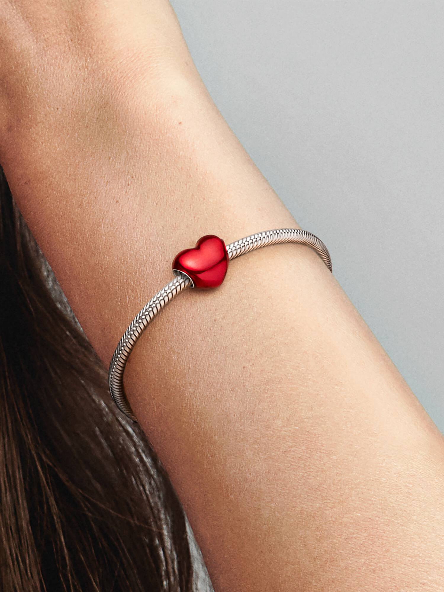 Metallisk Rød Hjerte Charm