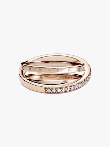 Crossover Pavé Trippel Bånd Ring