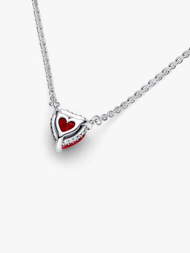 Funklende Hjerte Sirkel Anheng Collier Halskjede
