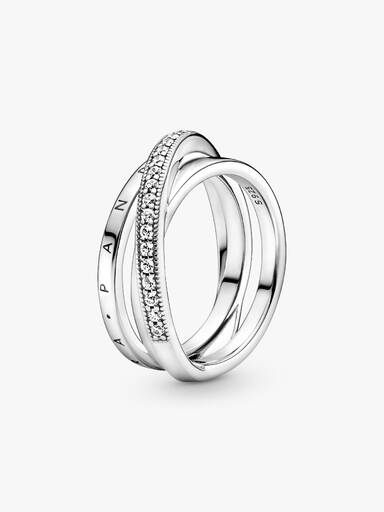 Crossover Pavé Trippel Bånd Ring