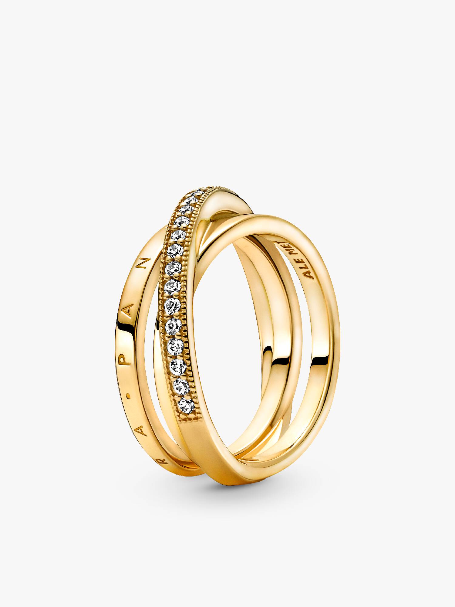 Crossover Pavé Trippel Bånd Ring