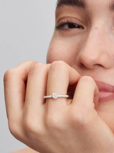 Hvit Chakra Hjerte Ring