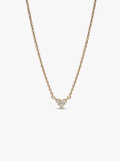 Hjerte med Tre Steiner Collier Halskjede