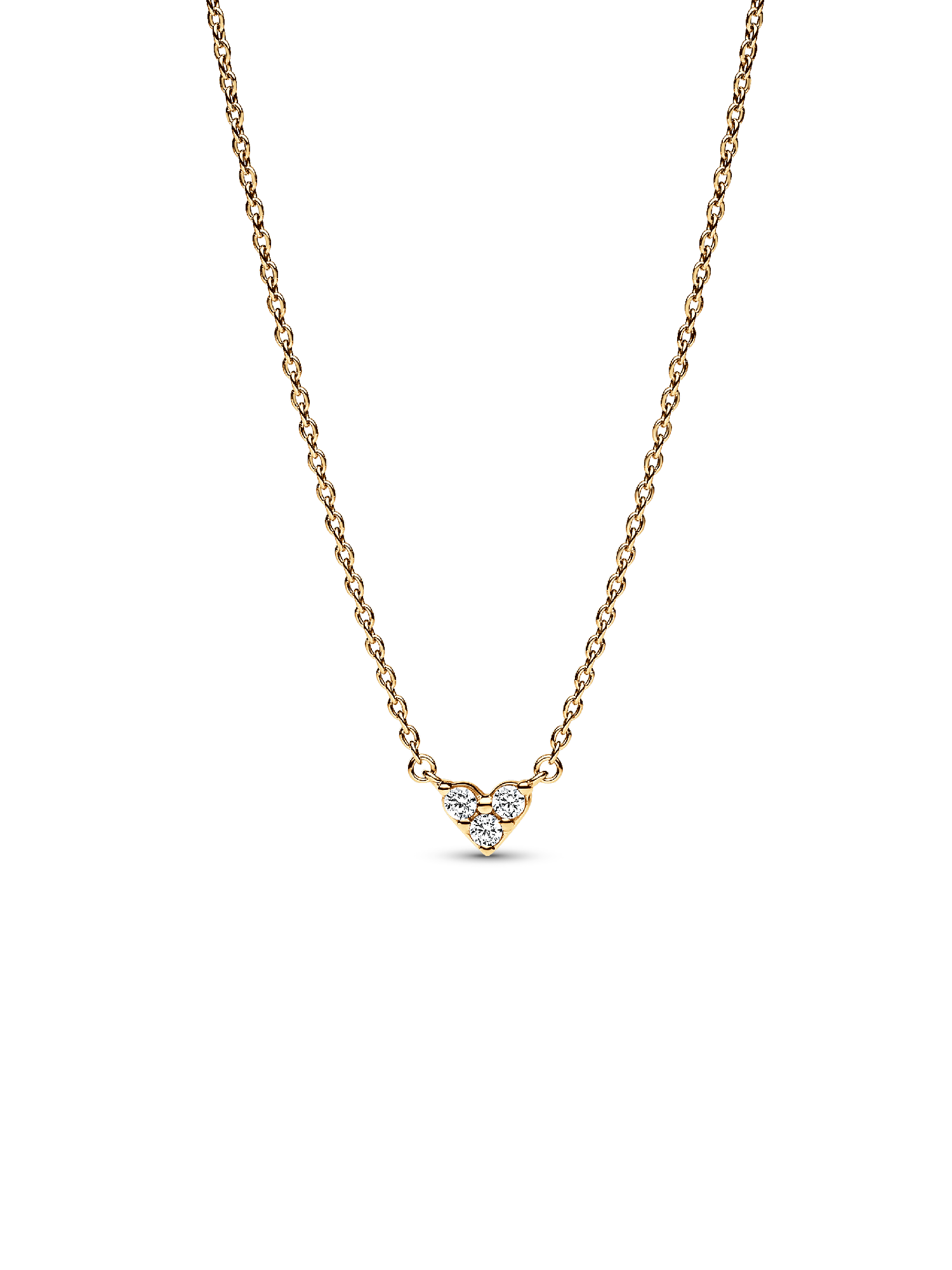 Hjerte med Tre Steiner Collier Halskjede