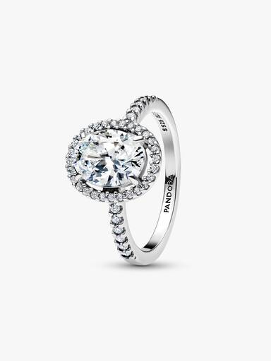 Oval Funklende Halo Statementring