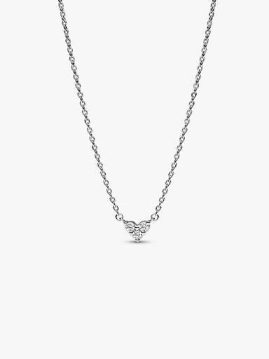 Hjerte med Tre Steiner Collier Halskjede
