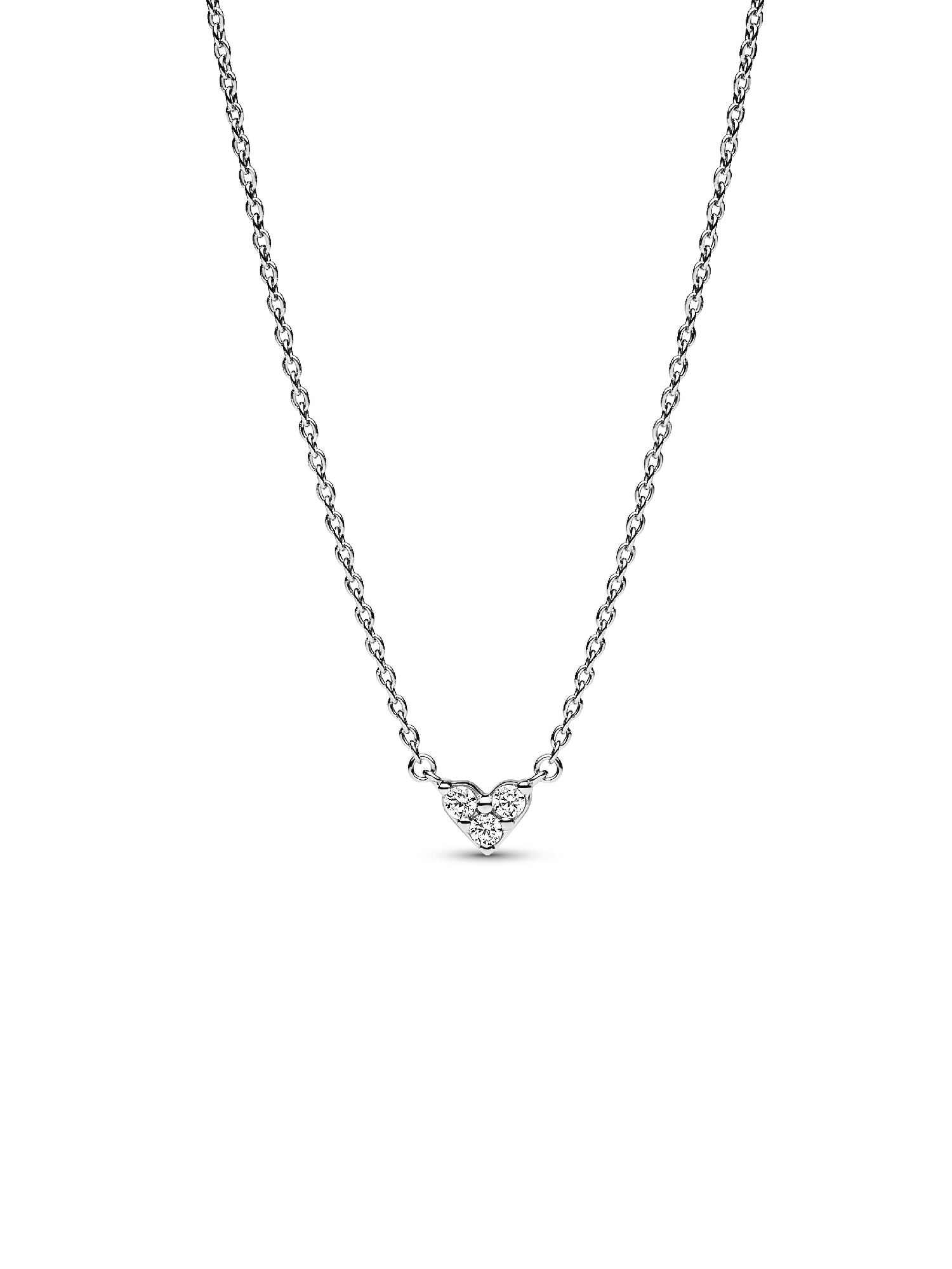 Hjerte med Tre Steiner Collier Halskjede