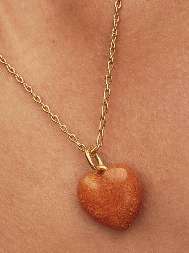 Oransje Oppblåst Hjerte Charm