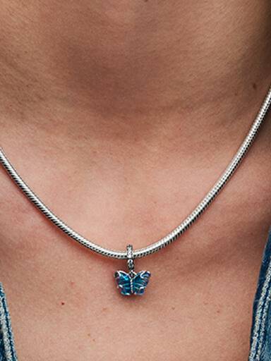 Blå Muranoglass Sommerfugl Hengende Charm