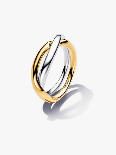 Ring med Sammenflettede Bånd i to farger
