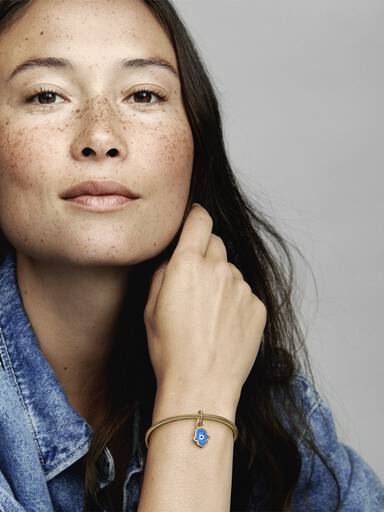 Opaliserende Blå Hamsahånd Hengende Charm
