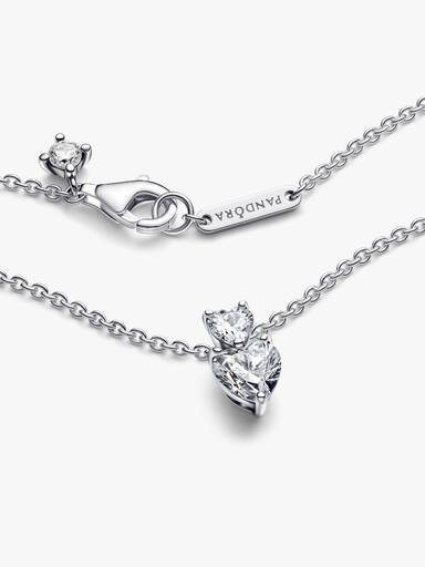 Dobbelt Hjerte Anheng Funklende Collier Halskjede