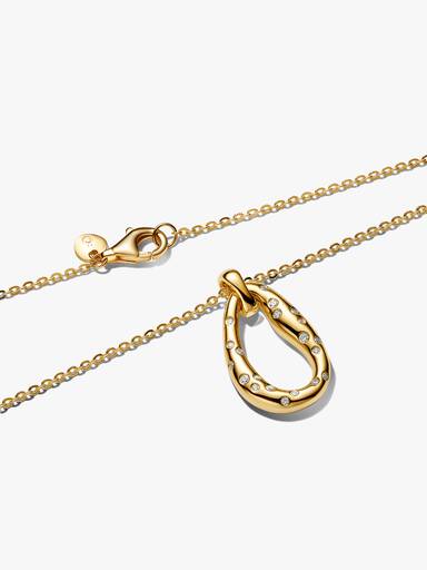 Organisk Formet Halskjede med Anheng satt med Steiner