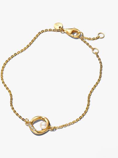 Organisk Formet Pavé Sirkel og Behandlet Ferskvannskulturperle Armbånd