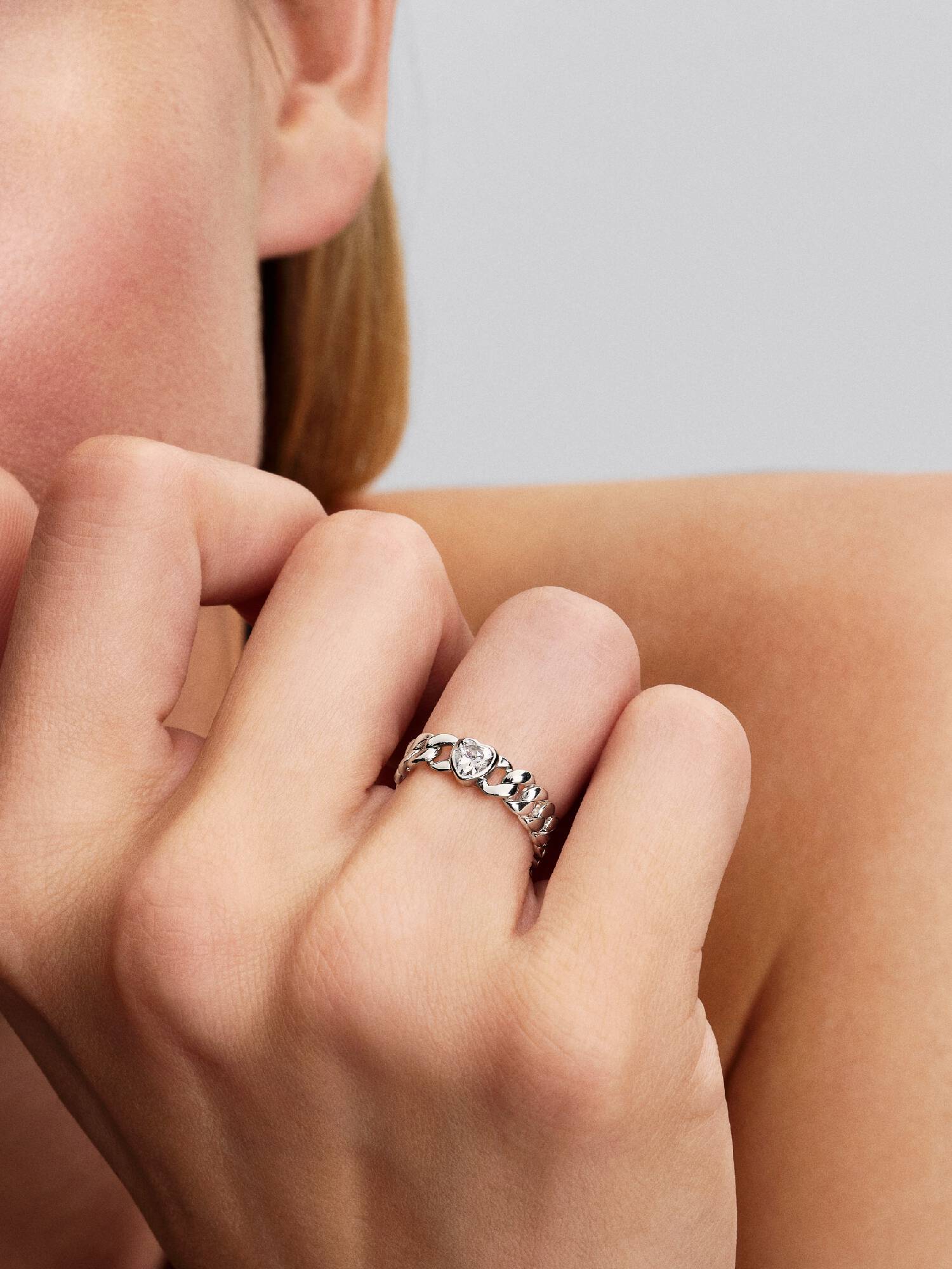 Hjerte Kubansk Kjede Ring