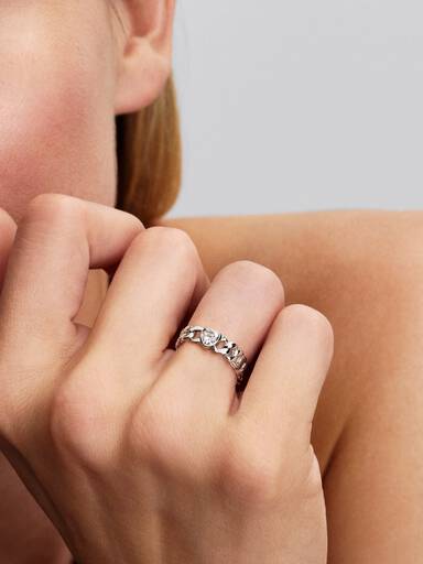 Hjerte Kubansk Kjede Ring