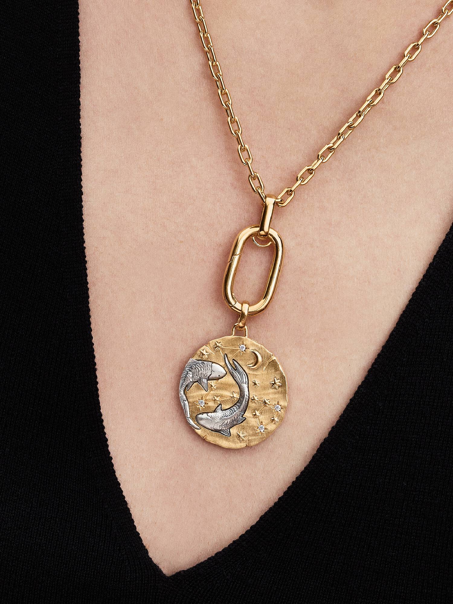 Stjernetegnet Fiskene Oversized Medaljong Charm