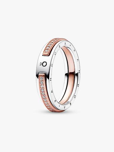 Pandora Signature Tofarget Logo og Pavé Ring