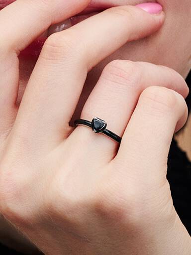 Svart Chakra Hjerte Ring