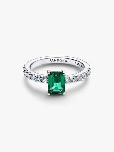 Rektangulær Funklende Grønn Sirkel Ring