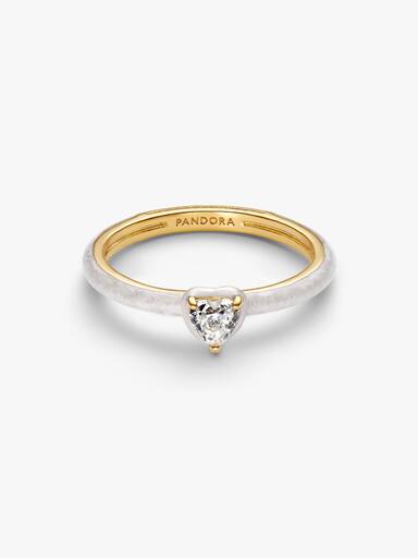 Hvit Chakra Hjerte Ring