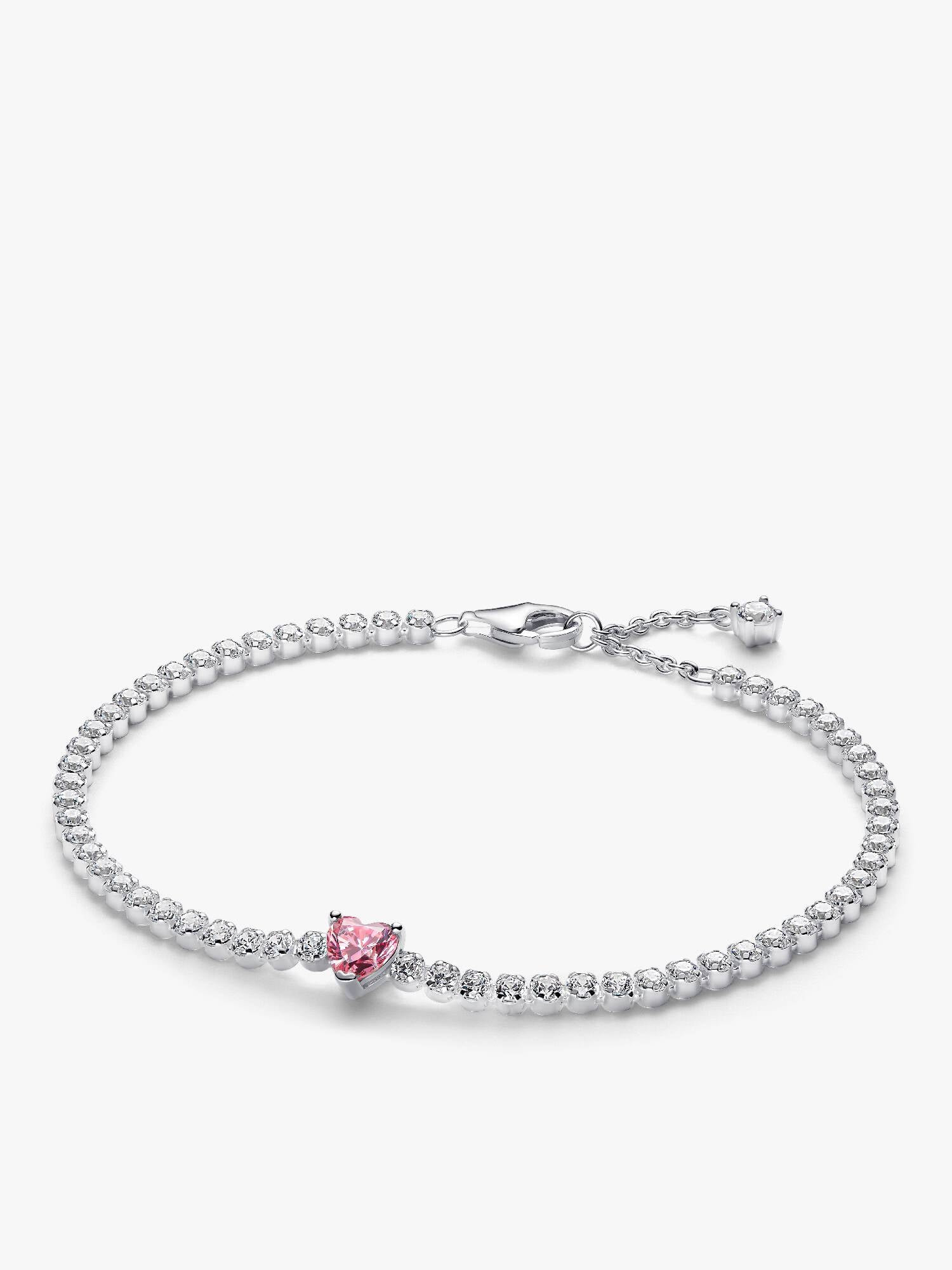 Pink Funklende Hjerte Tennisarmbånd