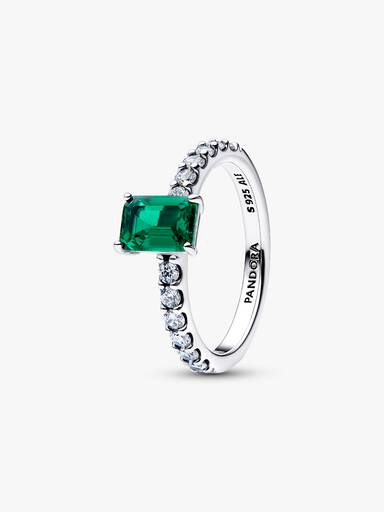 Rektangulær Funklende Grønn Sirkel Ring