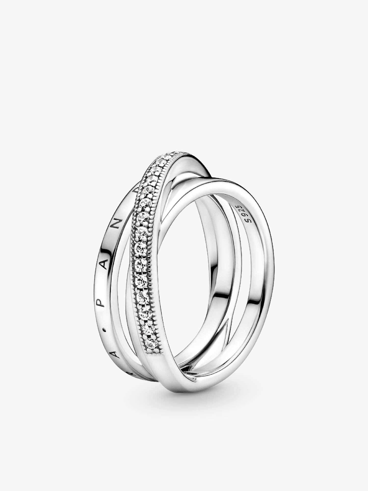 Crossover Pavé Trippel Bånd Ring