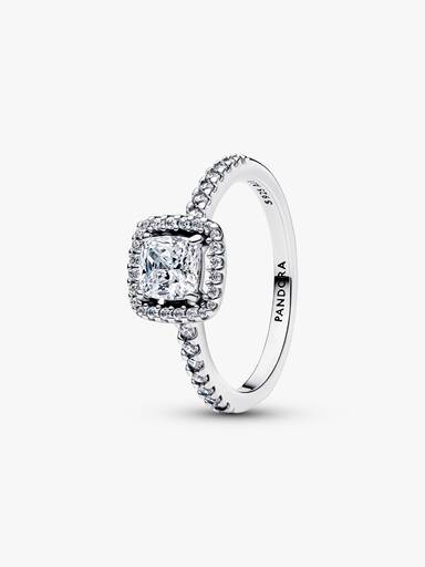 Funklende Firkantet Halo Ring